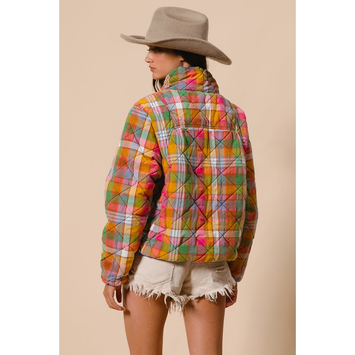 Colorful Plaid Quilted Jacket