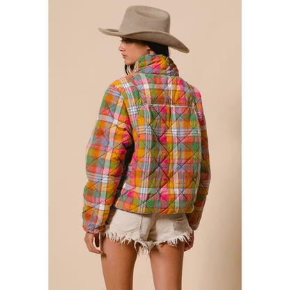 Colorful Plaid Quilted Jacket