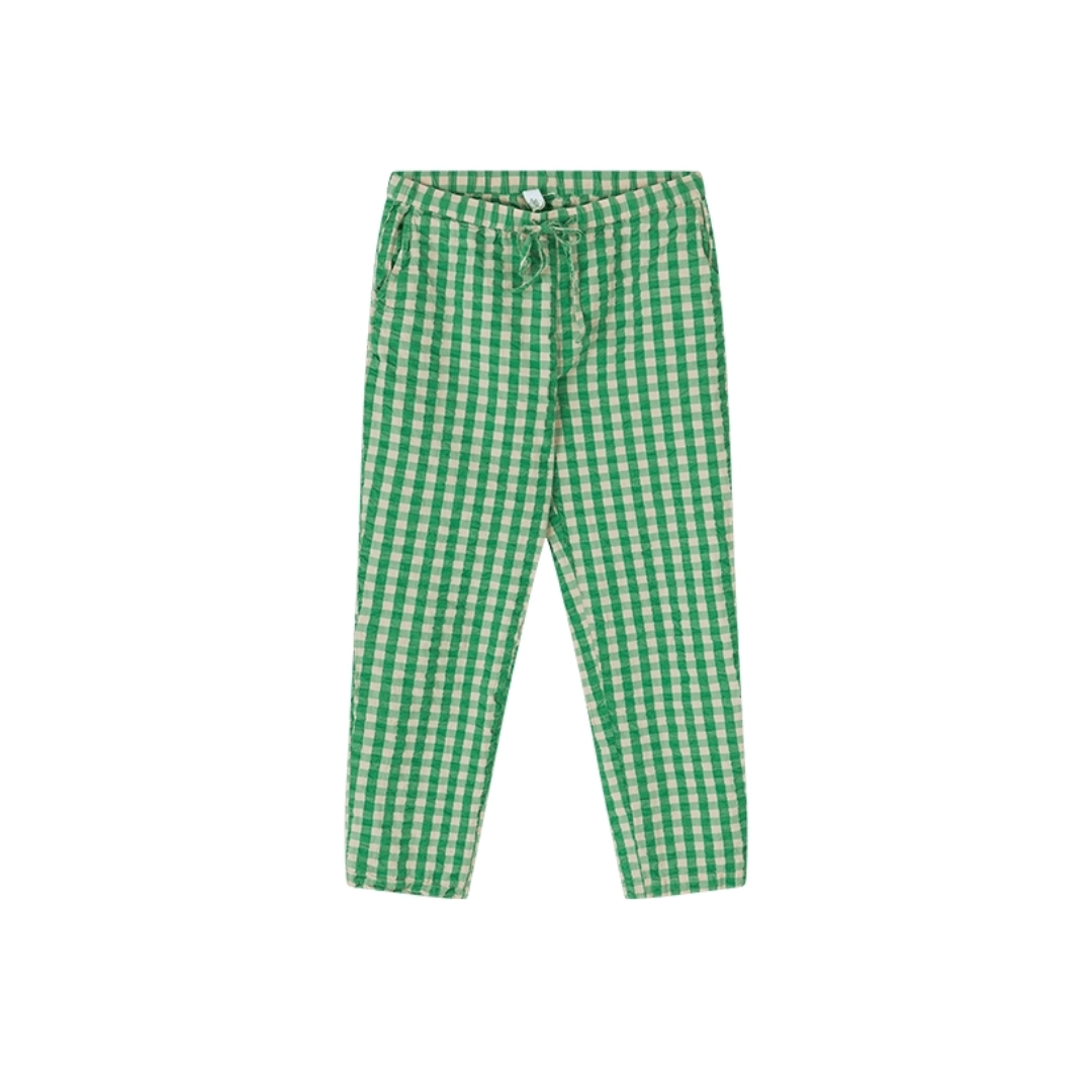 Bæk&Bølge Barbara Lounge Pants, Danish Interior Design, Gingham, Blue, Green, Gray, Soft, Lightweight, 100% organic cotton, Stylish loungewear that takes you from indoor to outdoor and day to night. Make of 100% cotton these danish fashion pieces will feel amazing and make your hot days cooler.