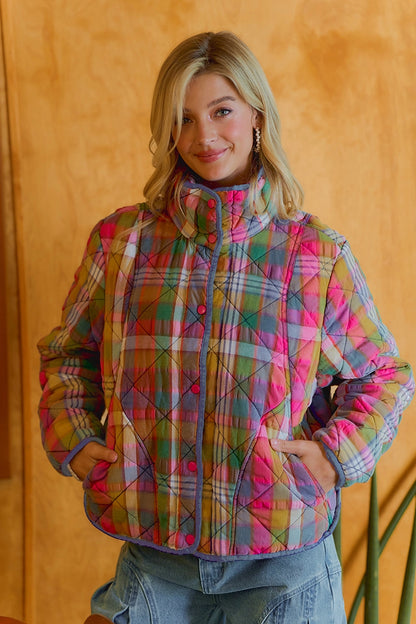 Colorful Plaid Quilted Jacket