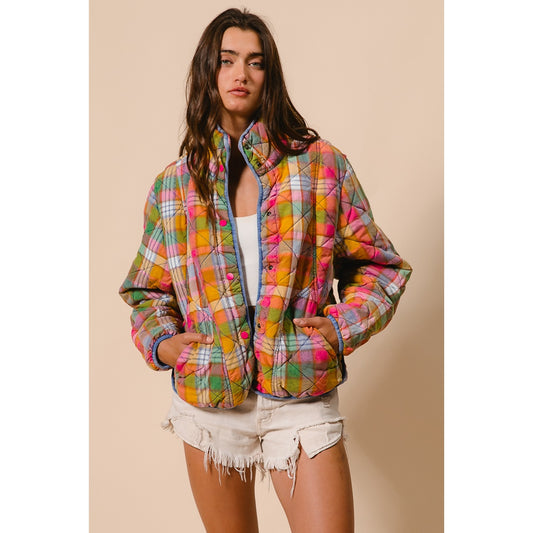 Colorful Plaid Quilted Jacket