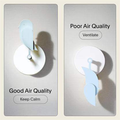 When air quality is poor, Birdie® will drop down when the level of CO2 is higher than 1.000 ppm for more than 10 minutes. When the level of CO2 drops below 800 ppm again the Birdie will return to standing position. It's very important to get airflow when you ventilate your home - you can get optimal airflow by opening multiple windows at once. Danish Health Authorities recommend ventilating for 5-10 minutes 2-3 times a day. Something that is very easy to forget to do. Unlike other air quality monitors, Bird