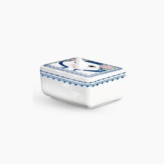 Dora Porcelain Butter Dish, Dish, Display Box, Danish Design Classics, Face, Cheerful