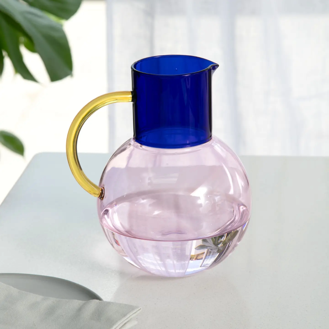 Glass Jug Large, Color-block, Colorful, Fun, Vase, Carafe
