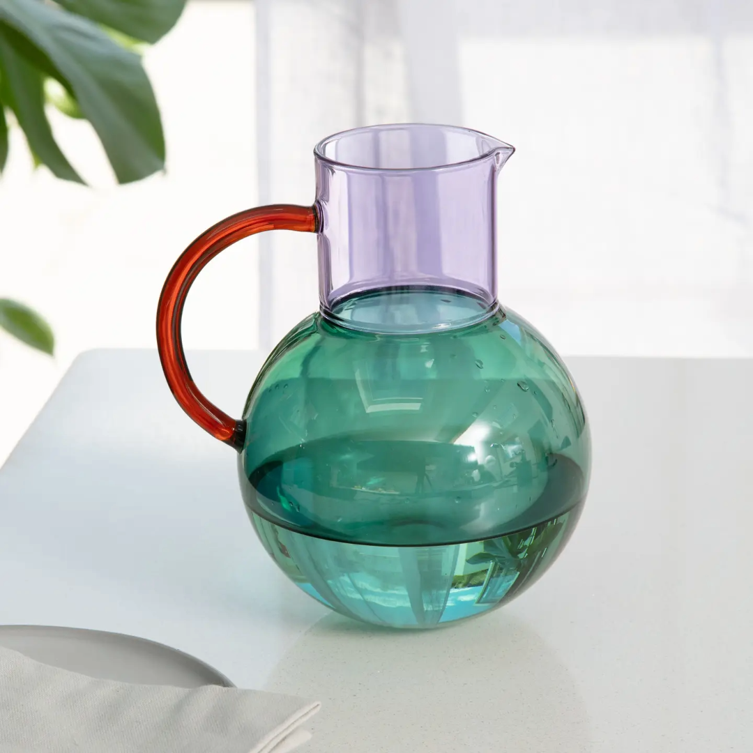 Glass Jug Large, Color-block, Colorful, Fun, Vase, Carafe