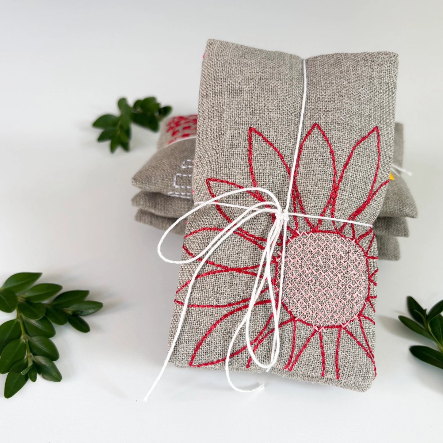 Filled with lavender. Sachets measure 3.5"X5.5". Bundle of three. smells like the french countryside, incredible and floral with beautiful detailed embroidery.