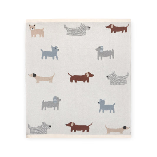 Luxurious 100% Organic Cotton knitted baby blanket featuring cute buddy dog design. Ultra-Soft, lightweight, all-season, breathable, cozy and comfy.&nbsp;Non-toxic &amp; natural fabrication for sensitive skin, eco-friendly &amp; sustainable materials used.