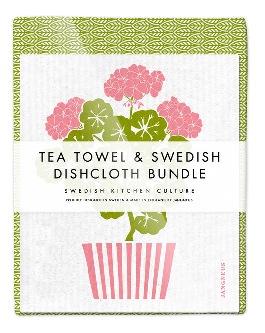Used in Swedish kitchens since the 1950s, these tried and trusted dishcloths are made of all natural and renewable materials. Highly durable, they are great for washing up, general cleaning and mopping up spills. The bundle also makes for a great gift. The bundle consists of 1 tea towel and 2 matching dishcloths. Designed by Jangneus in Sweden.