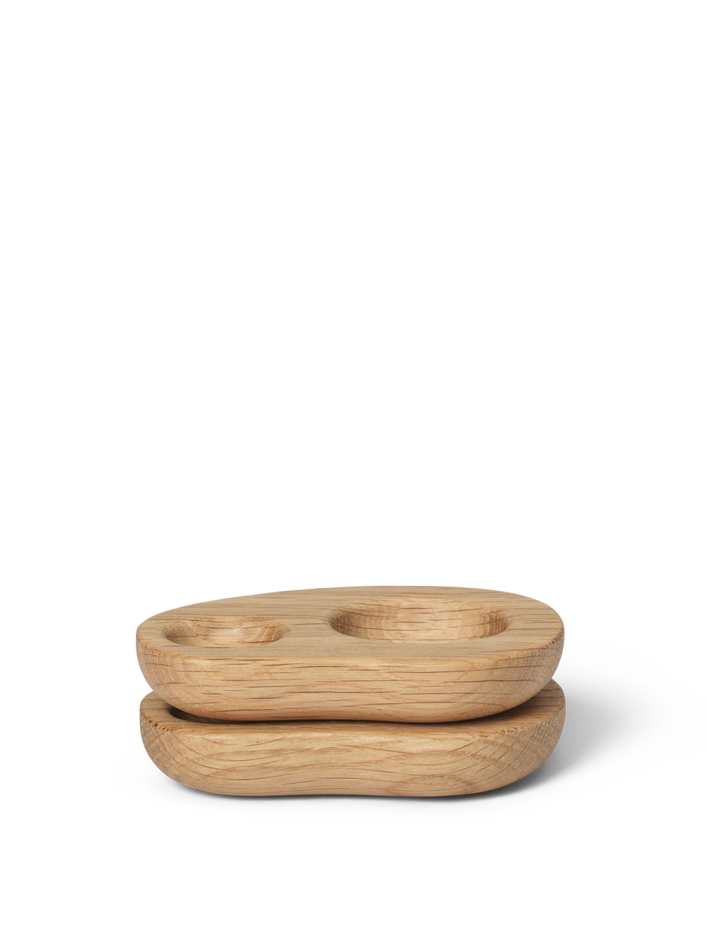 Wooden bowl set on a white background