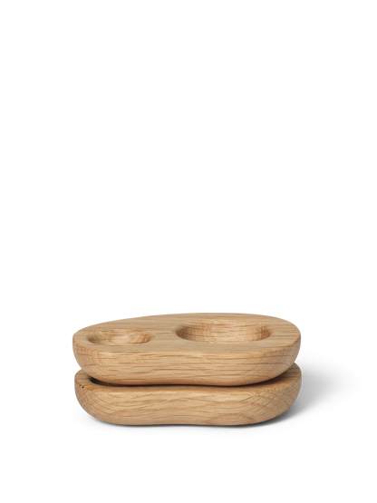 Wooden bowl set on a white background