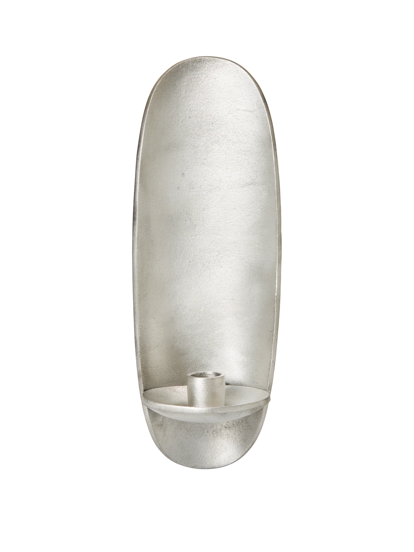 Silver wall-mounted candle holder on a white background