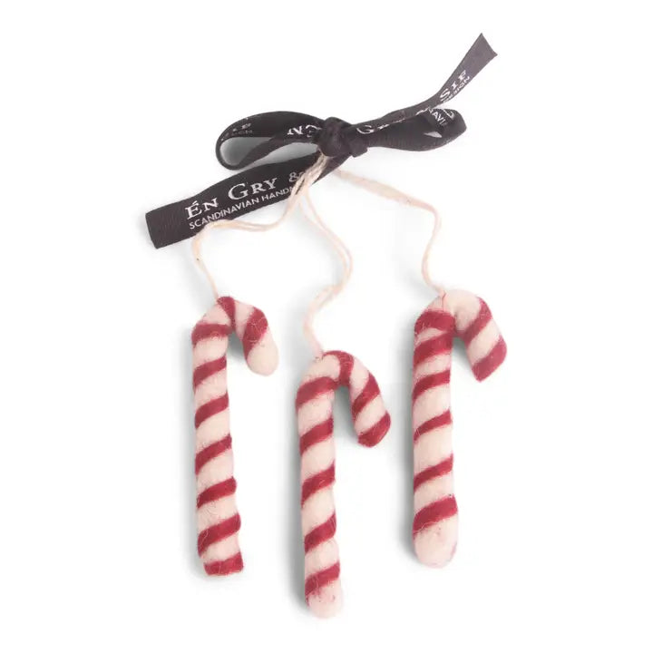 Candy Cane felt Christmas Ornaments. Danish Design.
