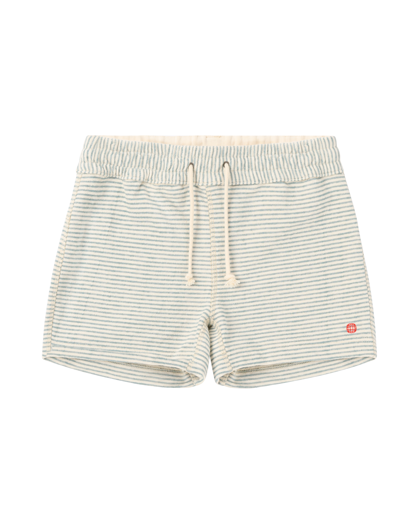 Striped shorts with a drawstring on a white background
