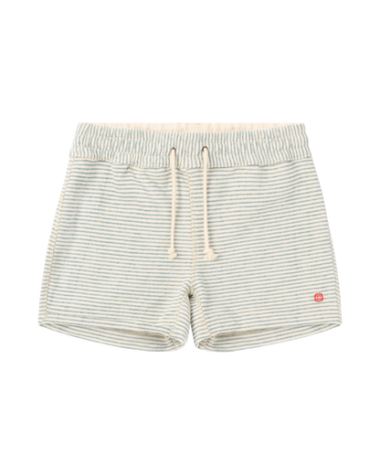 Striped shorts with a drawstring on a white background