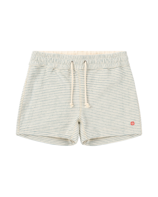 Striped shorts with a drawstring on a white background