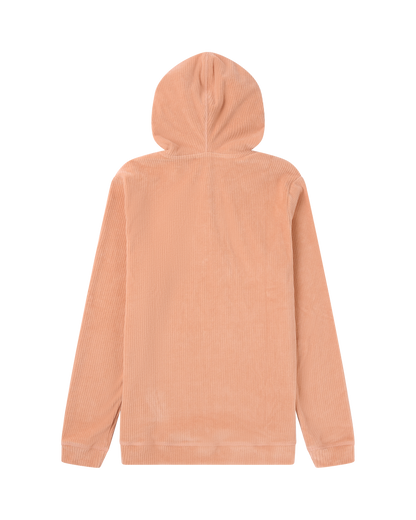 Beige corduroy hoodie on a white background