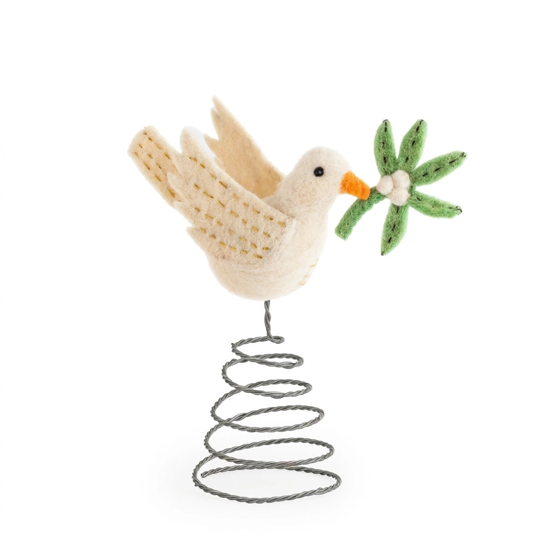 Dove With Mistletoe Christmas Tree Topper 