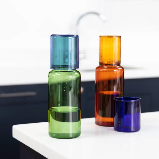 Duo Tone Glass Carafe, Color-block, colorful, Quality, Eco-friendly