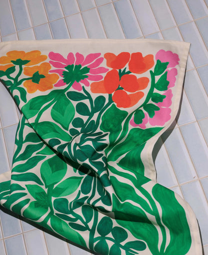 Printed on organic cotton and made in the UK, it is designed for everyday use while still feeling like a small piece of art. The rich colours bring warmth and depth to the kitchen.