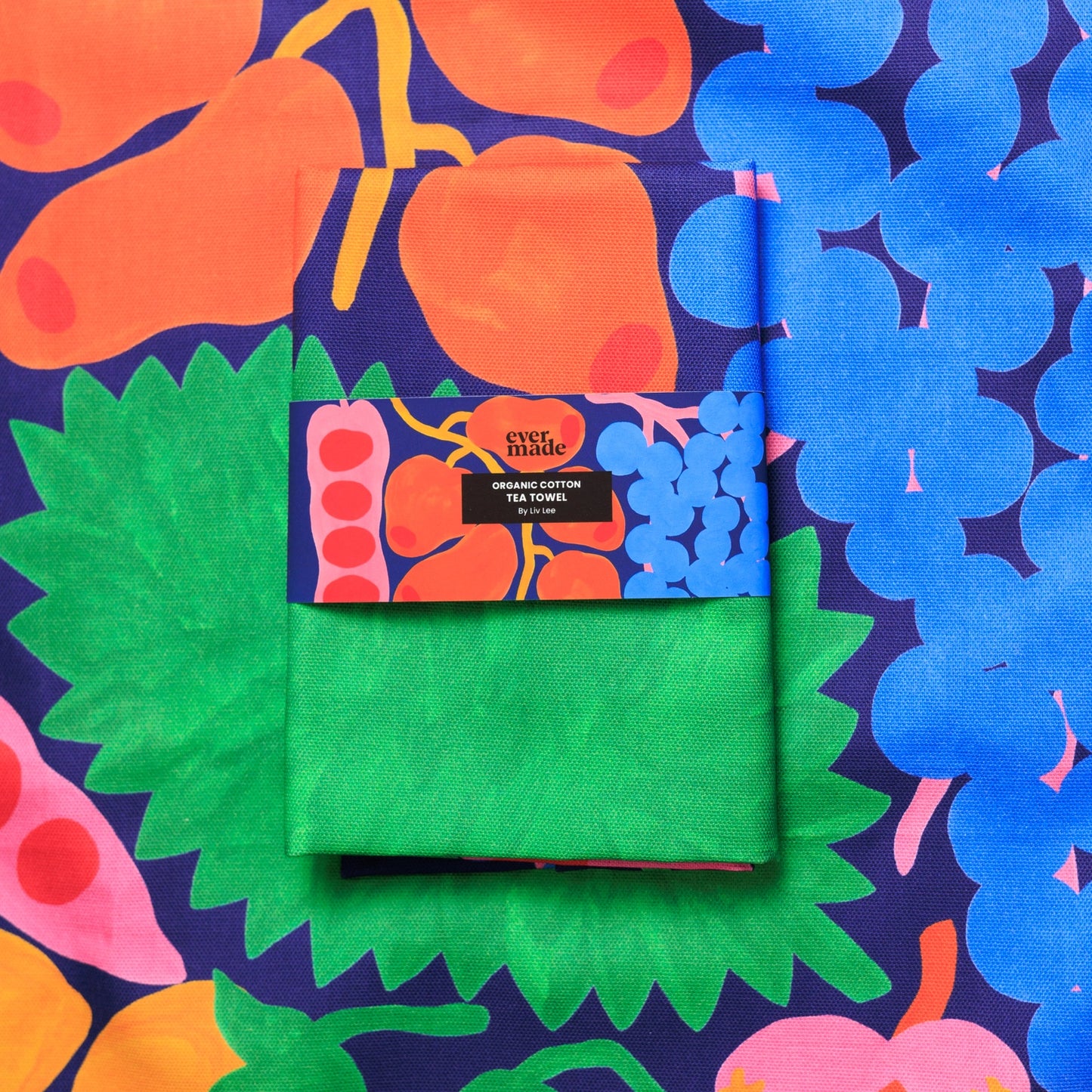 Printed on organic cotton and made in the UK, it is designed for everyday use while still feeling like a small piece of art. The rich colours bring warmth and depth to the kitchen.