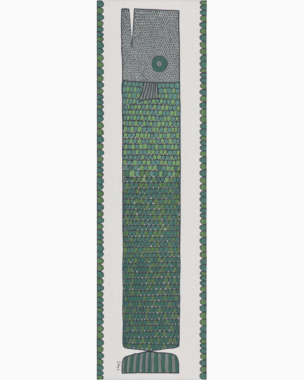 Green fish table runner Stig Lindberg