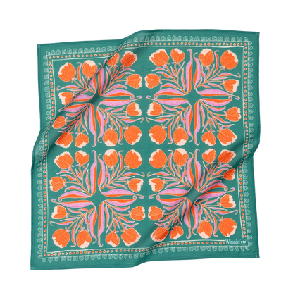 Bandanas that have gorgeous color schemes with fun decorative floral elements that will look great on an person. Bandanas are incredibly versatile for styling and these are 100% cotton. Find these at Huset Shop on Abbot Kinney in Venice Beach California a scandinavian store for everything you want to shop.