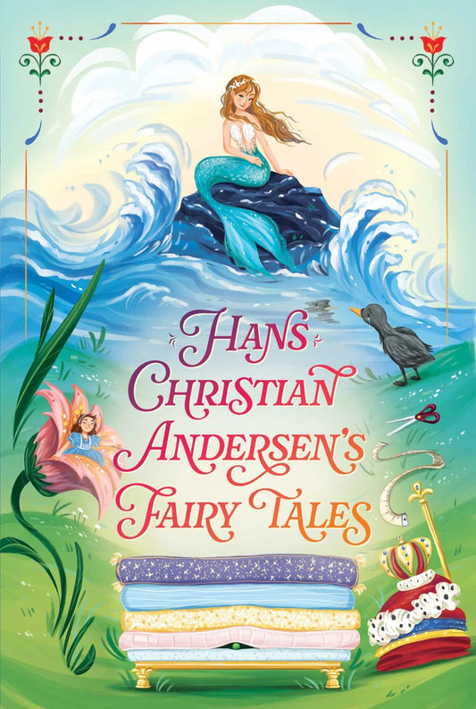 Book cover of 'Hans Christian Andersen's Fairy Tales' with a mermaid and castle illustration.