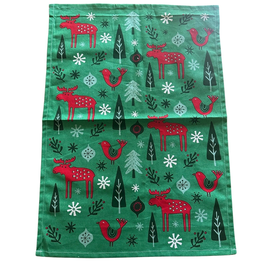 Holiday cotton towels with festive patterns reminiscant of Scandinavia. The Gnome, Dala Horse, Moose, Reindeers, and more all have Swedish workhorse quality. 