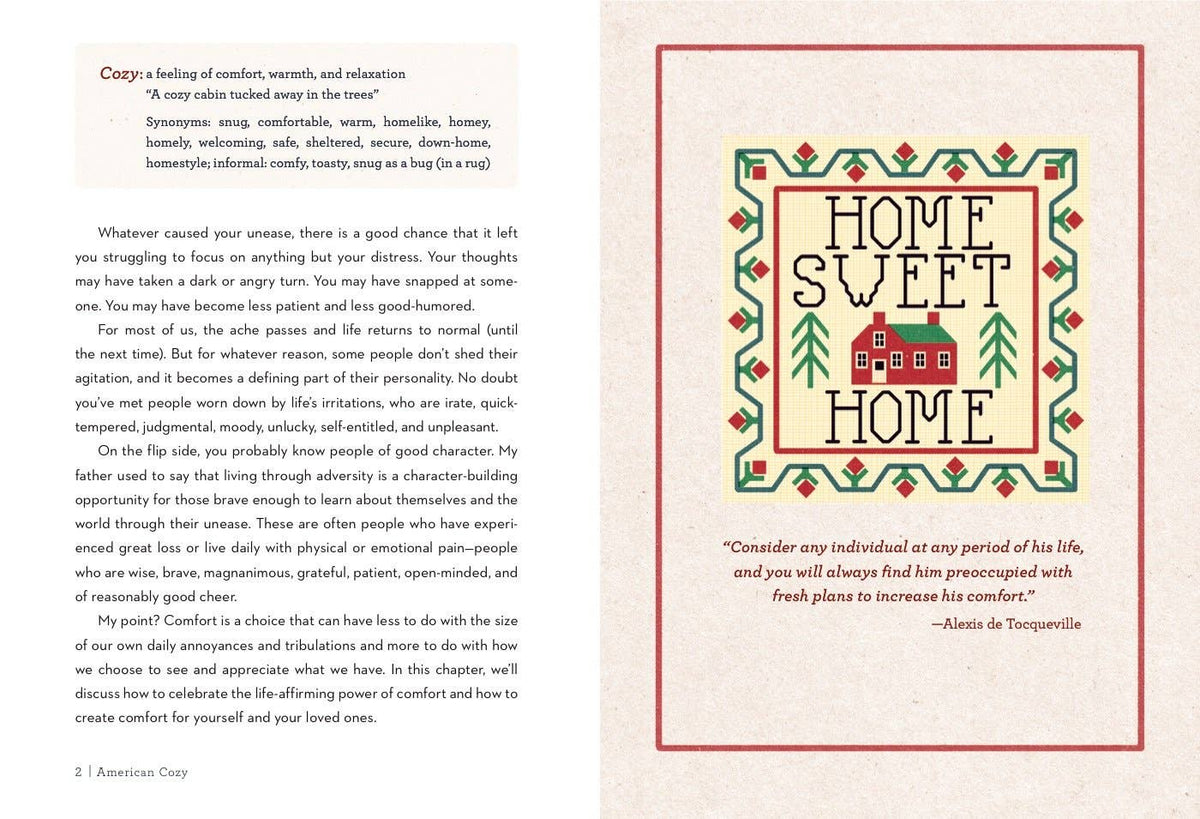 Decorative page with 'Home Sweet Home' text and illustration on a textured background