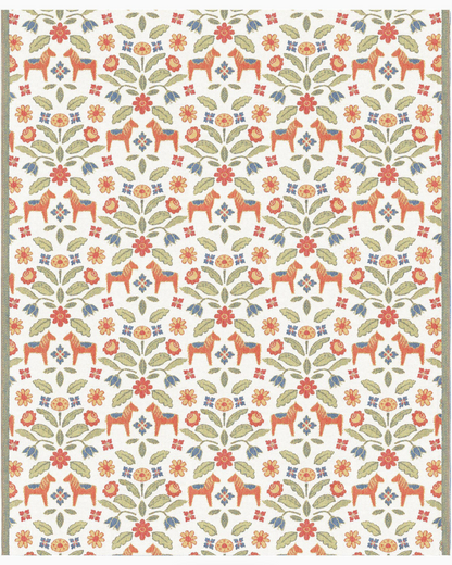 Dala horse Ekelund Floral Cotton blanket