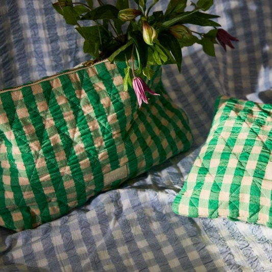 Bæk&Bølge Karla Toiletry Bag, Danish Design, Gingham, Pattern, Cotton