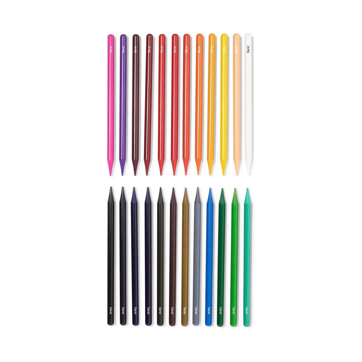 Set of colorful styluses on a white background