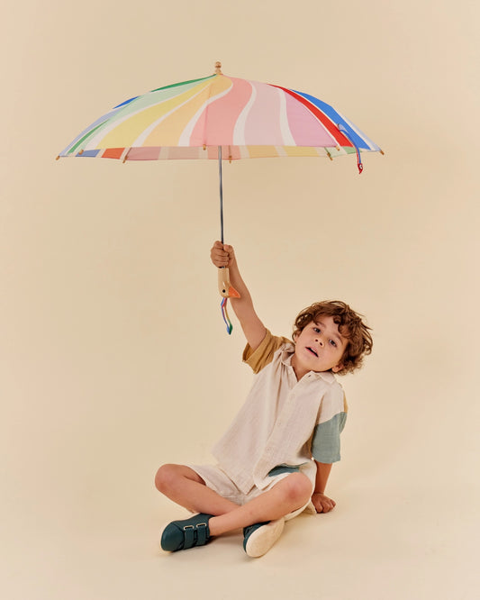 Children’s umbrella Kids umbrella Eco-friendly umbrella Sustainable umbrella PVC-free umbrella  PFAS-free umbrella Recycled canopy umbrella Wooden handle umbrella Children’s gift Christmas gift Holiday gift Back to school Kids rain gear Small umbrella