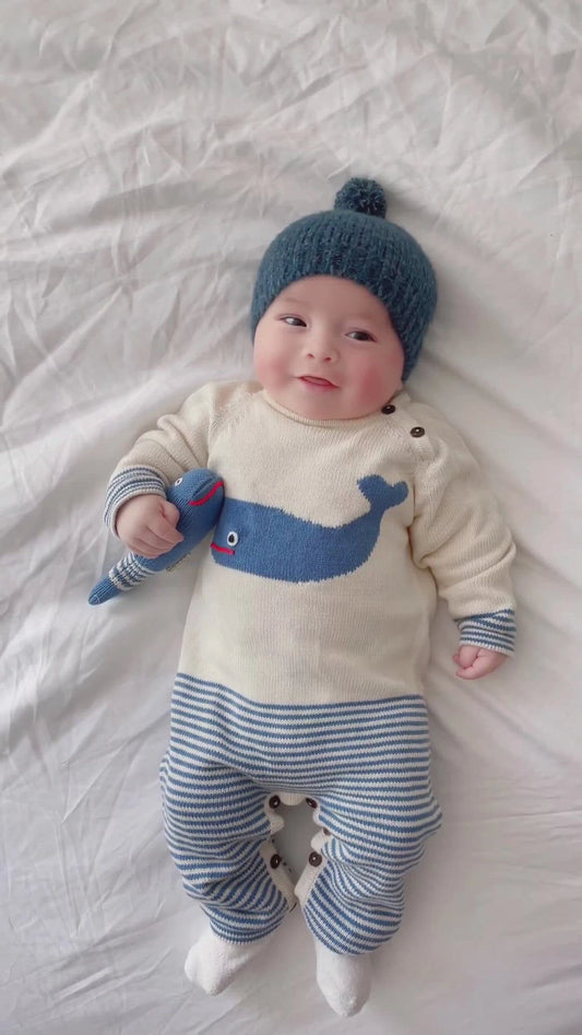 Knit Baby Whale Romper
