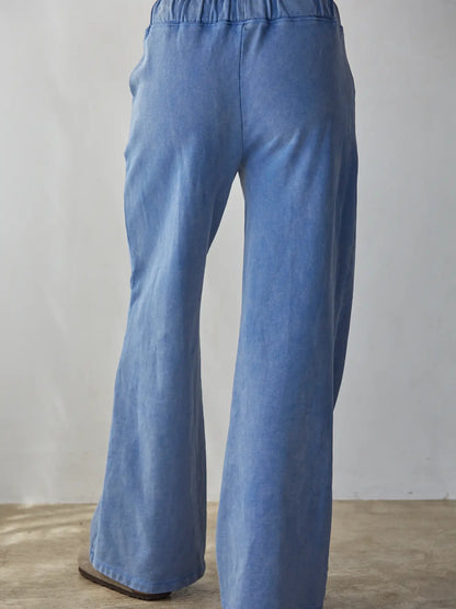Knit Cotton Wide Leg Pants