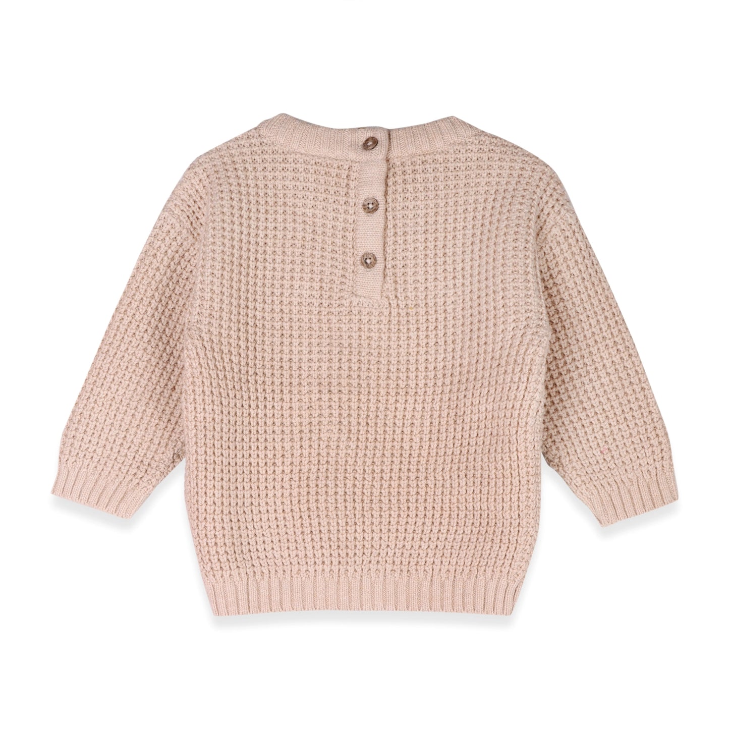 baby pullover is crafted in a cozy thermal waffle knit and finished with “Little Dude” embroidered in a raised, handwritten-style font