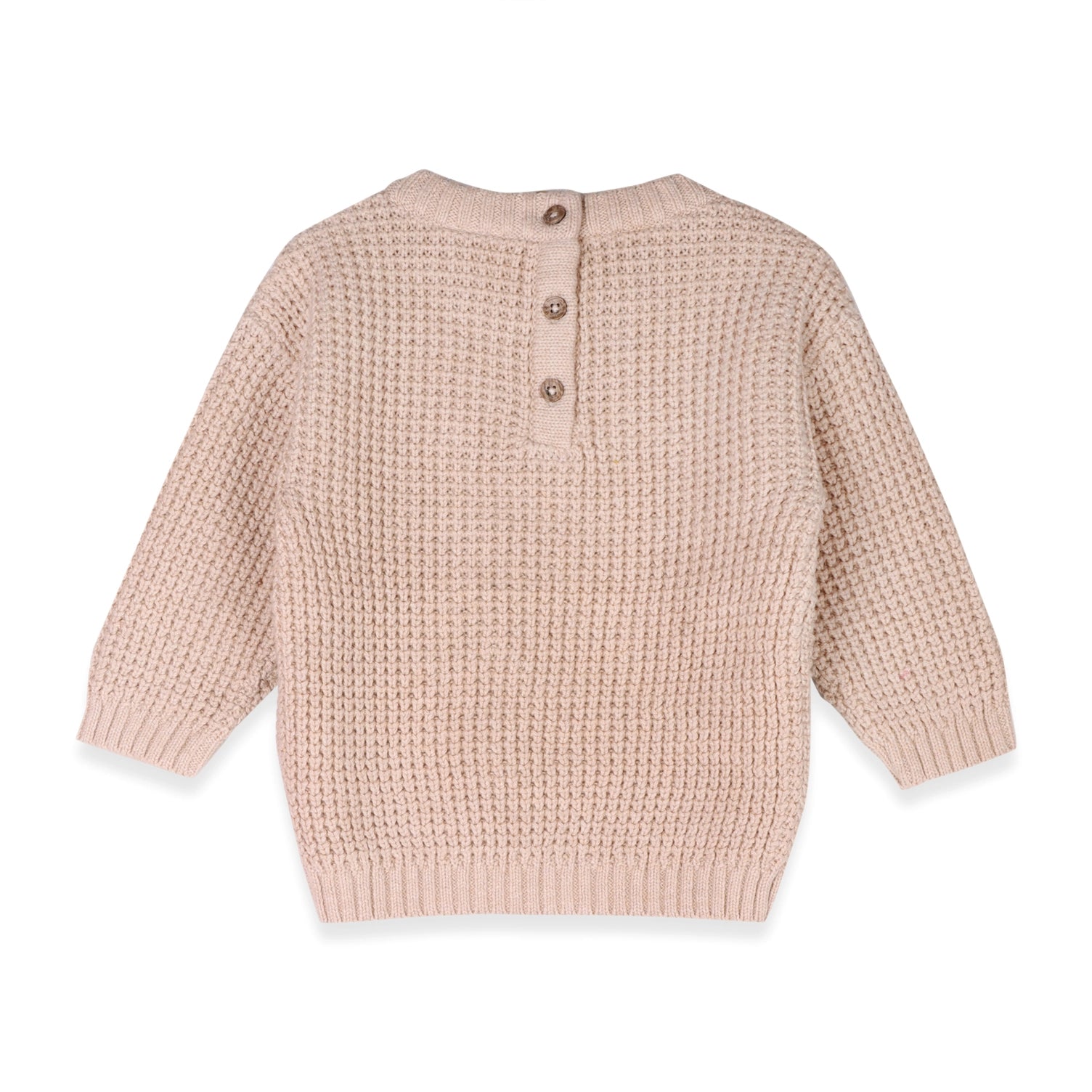 baby pullover is crafted in a cozy thermal waffle knit and finished with “Little Dude” embroidered in a raised, handwritten-style font