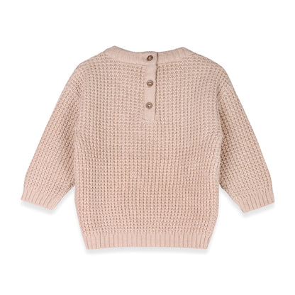 baby pullover is crafted in a cozy thermal waffle knit and finished with “Little Dude” embroidered in a raised, handwritten-style font