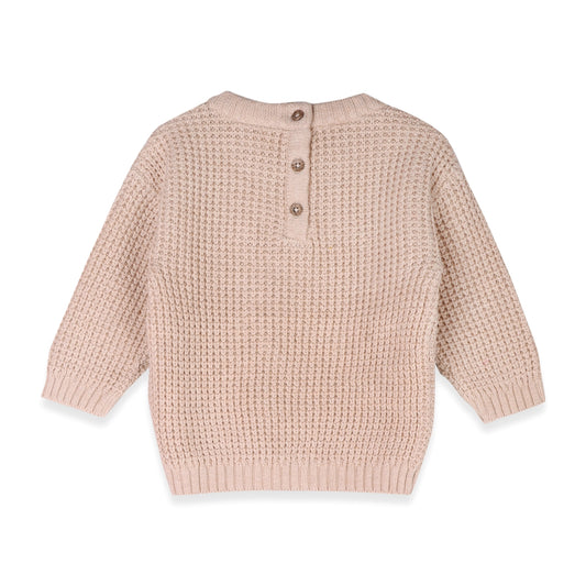 baby pullover is crafted in a cozy thermal waffle knit and finished with “Little Dude” embroidered in a raised, handwritten-style font