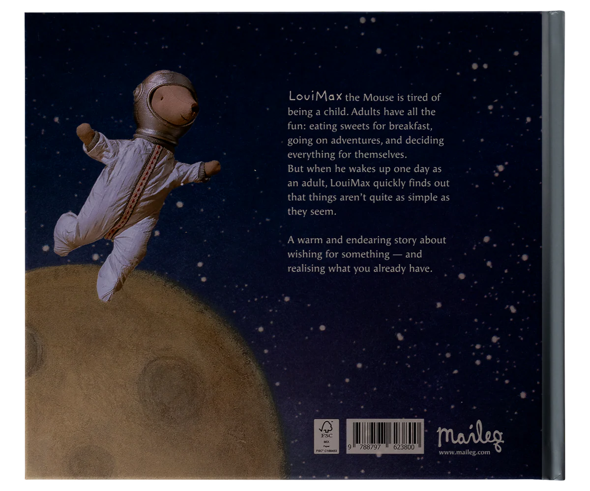 LouiMax the mouse is tired of being a child. Grown-ups have all the fun. A warm and amusing story of wanting something – and then realising what you already have. Our debut storybook has 56 pages with beautiful illustrations based on the original&nbsp;short film.