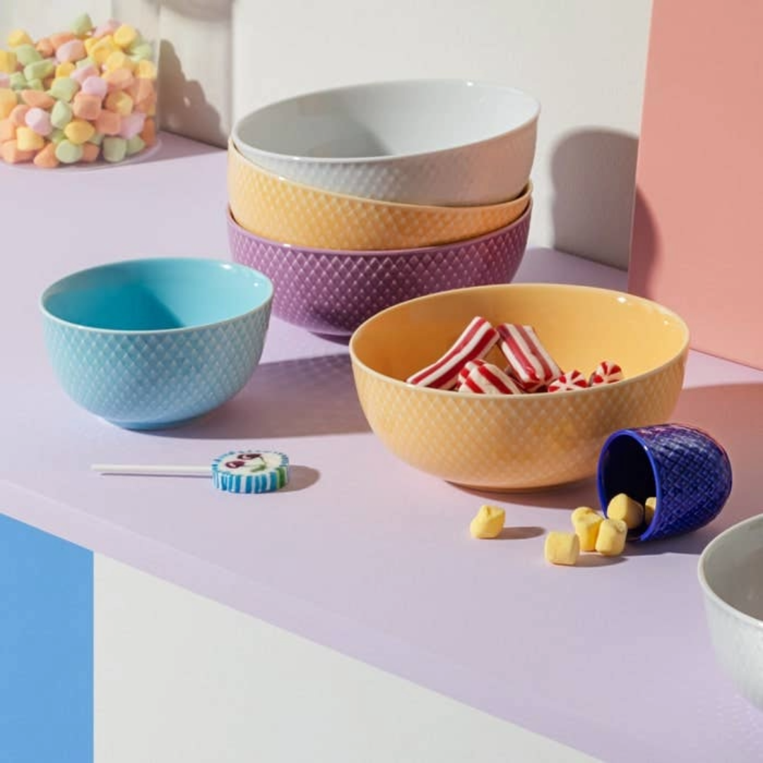 Lyngby Porcelain Rhombe Color Bowls
