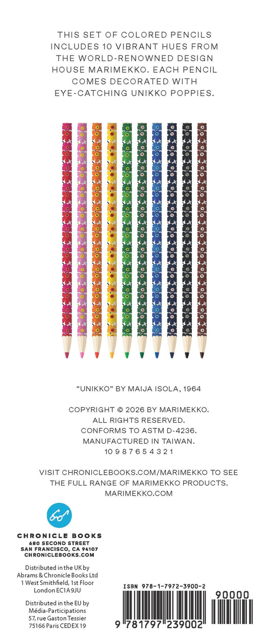 Set of colored pencils with colorful hexagonal barrels on a white background, featuring Marmikoko branding.