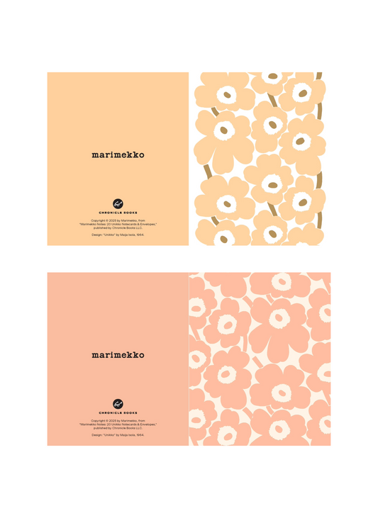 The magic of Marimekko is captured in this deluxe boxed notecard set featuring the design house’s most iconic pattern, Unikko, in a gorgeous soft color palette.

Designed by Maija Isola, the iconic Unikko print is a timeless classic loved by all. This set of twenty charming blank notecards, housed in a matching keepsake box, makes a beautiful gift or self-purchase for the discerning stationery collector.

&nbsp;The assorted cards can be used to share messages of thanks, love, friendship, and care and are al