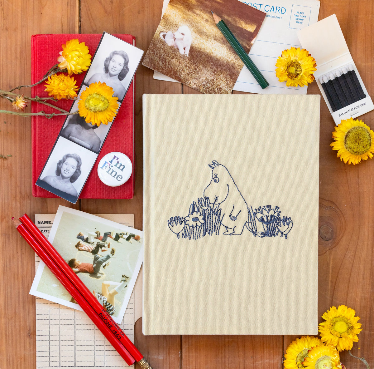 Moomintroll Garden Embroidered Journal