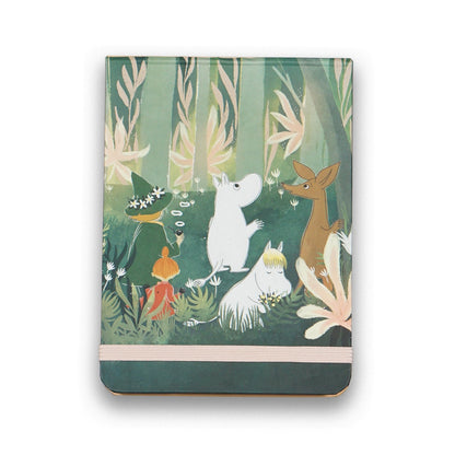 Notebook with a forest design featuring animals on a white background