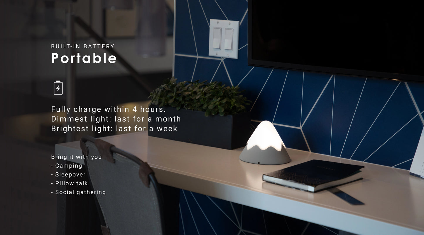 Switch Snow Mountain Lamp in office setting navy tile background