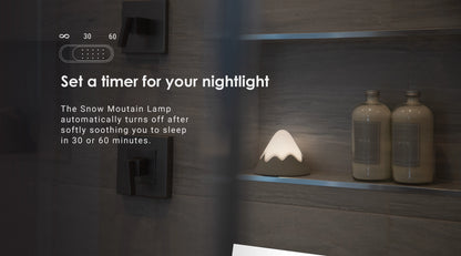 Mountain lamp in bathroom with gray tile cozy vibes