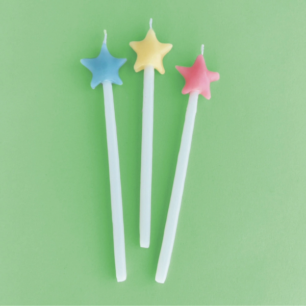 Muti-Colored Star Shaped Birthday Candle Set (x3)