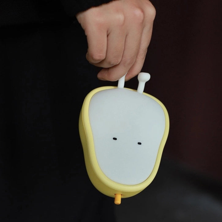 A cute fruit Pear shaped LED Night Lamp, nursery lamp, portable, bright adjustable, bedside night light, which also is suitable as an ambient lighting item, 3 levels of soft warm lighting, perfect for home décor, dorm décor, or nursery gift, designed by MUID Made with stain-resistant, durable, toy-grade ABS+silica gel materials, 100% safe for your baby or toddler to learn and play with 1200 mAh rechargeable internal battery