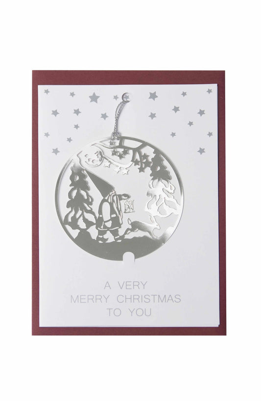 Christmas card with a decorative ornament design and 'A Very Merry Christmas To You' A holiday card that doubles as an ornament. The cards are designed in Gothenburg, Sweden.